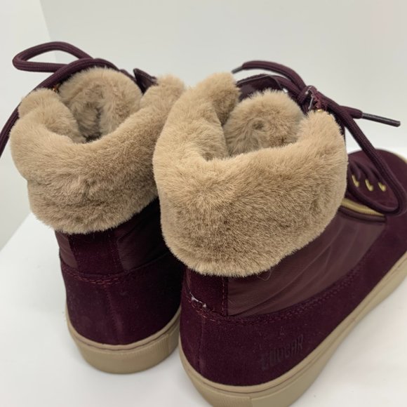COUGAR Dublin Wine Zip UP & Lace Suede High top with Fur Lining Women's 8M - Picture 6 of 10